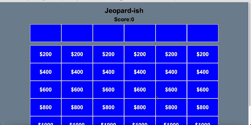 gif of Jeopardy game board with money values and categories